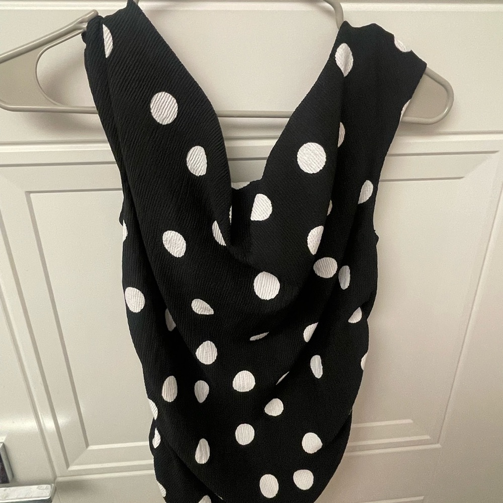 LOFT Black Top with White Dots